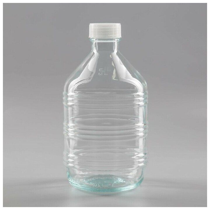 Бутыль стеклянная "Рифленая", 5 л, с крышкой