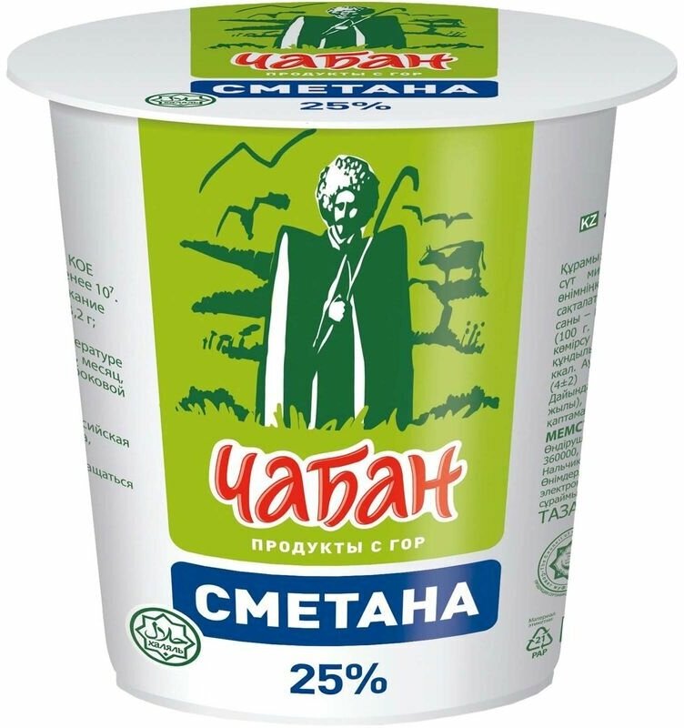 Сметана Чабан 25%, 400г