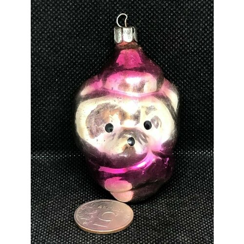 Елочная игрушка СССР медведь, мишка Стекло 28