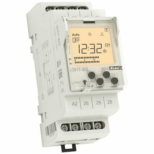 SHT-3/2/UNI Цифровой коммут. таймер: двухкан. исполнение, режим программ: дневной, недельный, месячный, годовой (до 2095 г.) AC/DC 12-240 V