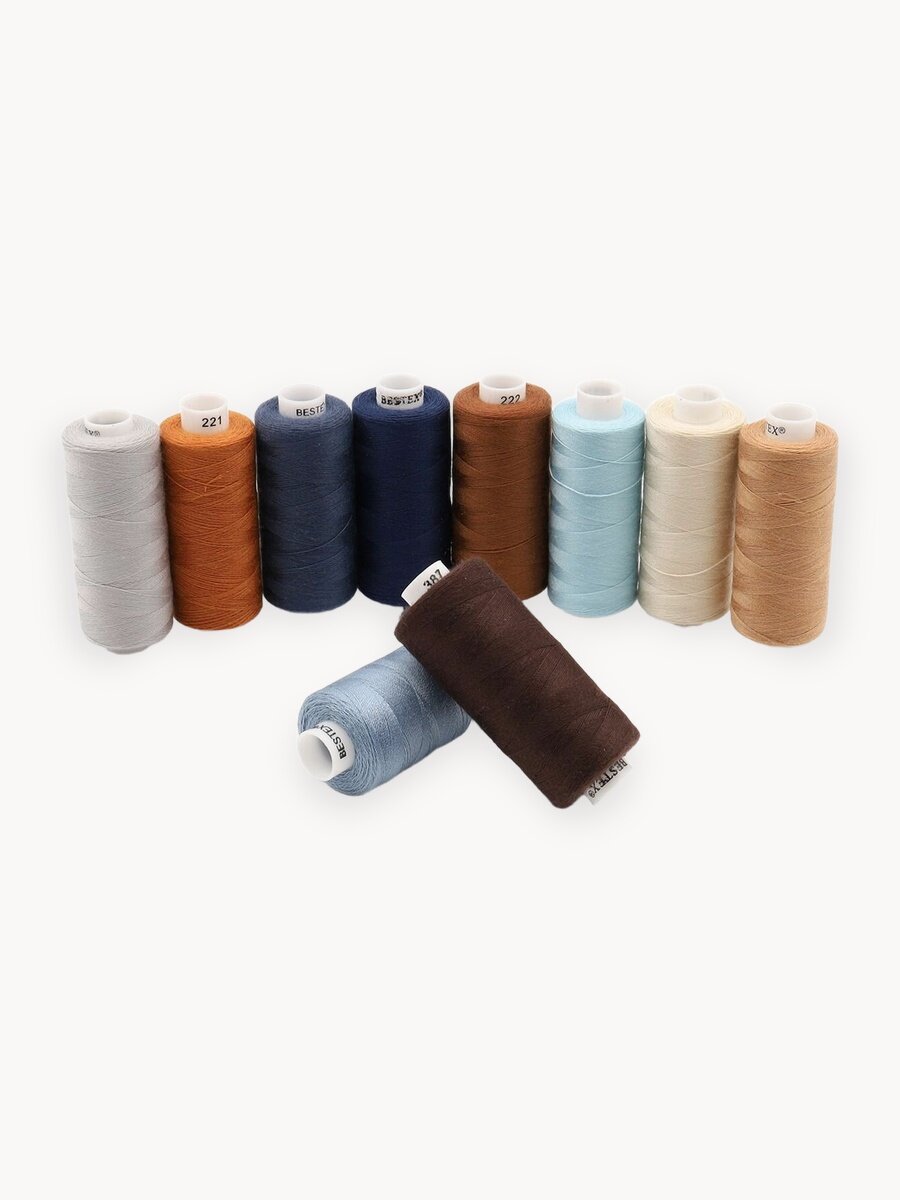 Нитки швейные 40/2, нитки для шитья, набор 10 цветов, длина катушки 365 м, Bestex