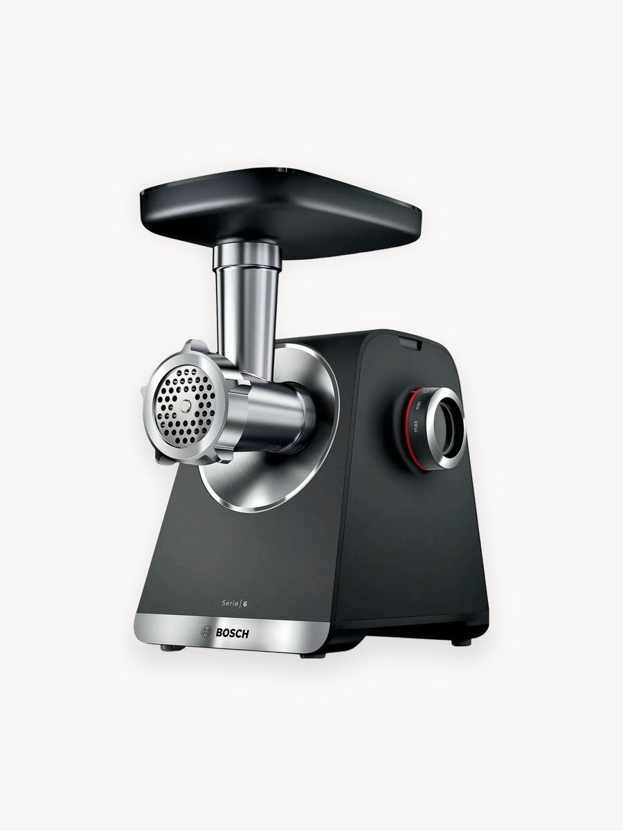 Bosch Мясорубка электрическая MFWS640B, Serie 6, 2100 Вт, 3,5 кг/мин, 9 насадок, планетарный редуктор, черная