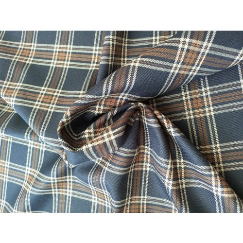 Ткань для рукоделия и шитья/Клетка костюмная серый с легким стретчем/ на отрез 1*1,5 м