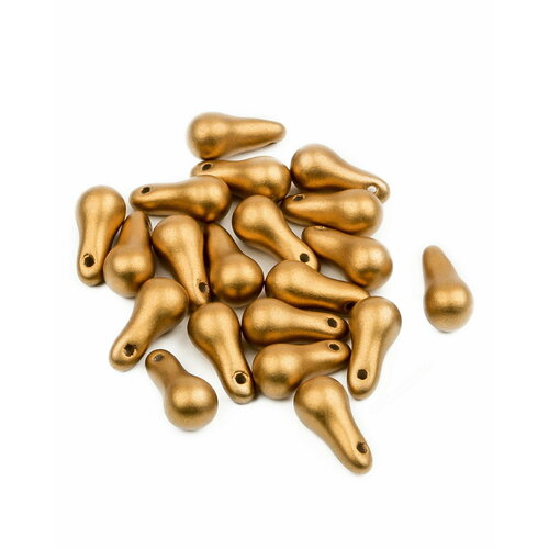 Стеклянные чешские бусины, Bulb Beads, 5х10 мм, цвет Alabaster Metallic Brass, 20 шт.