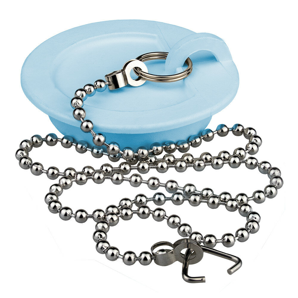 фото Пробка для ванны/раковины c цепочкой сталь нержавеющая 450мм masterprof mp-У голубой