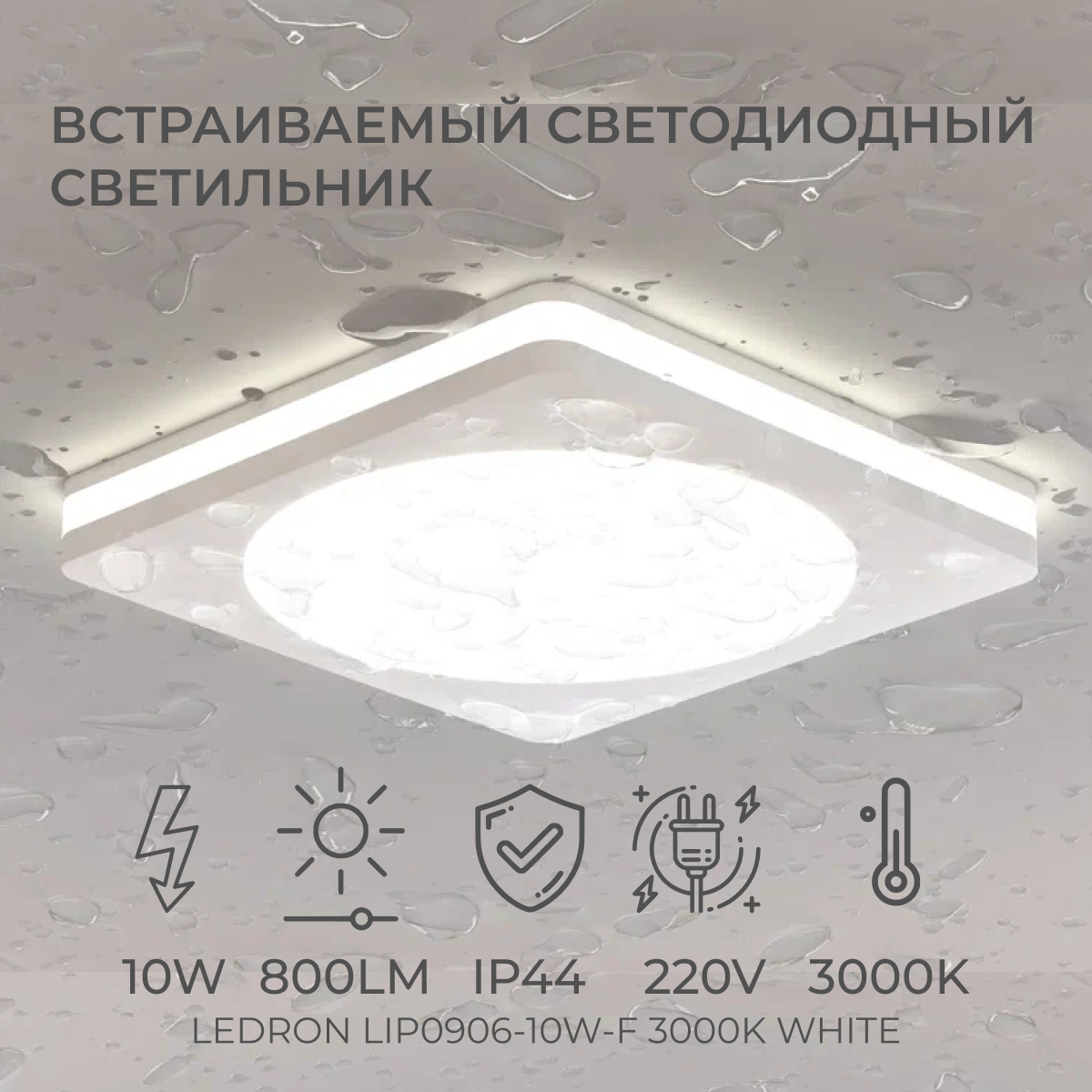 Влагозащищенный светильник LeDron LIP0906-10W-F3000K - фотография № 1