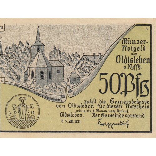 Германия (Веймарская Республика) Ольдислебен 50 пфеннигов 1921 г. (№4) (3)