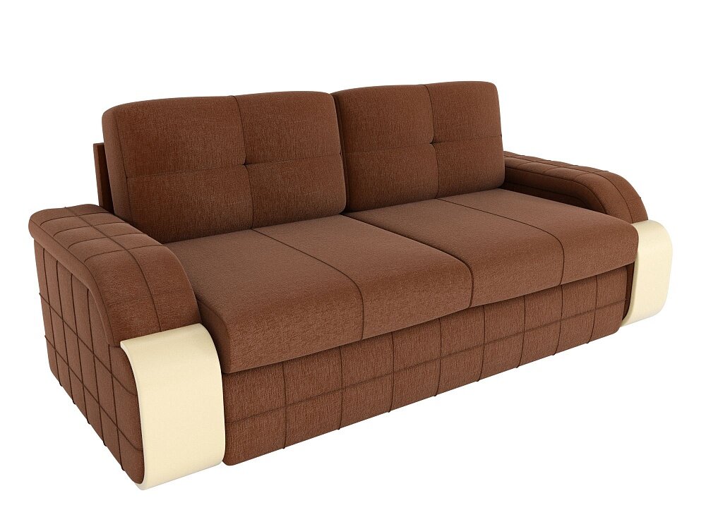 Прямой диван Николь коричневый, механизм Еврокнижка