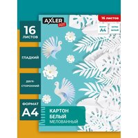 Картон белый мелованый AХLER EXTRA белый, А4 (200х290 мм), 16 листов в папке