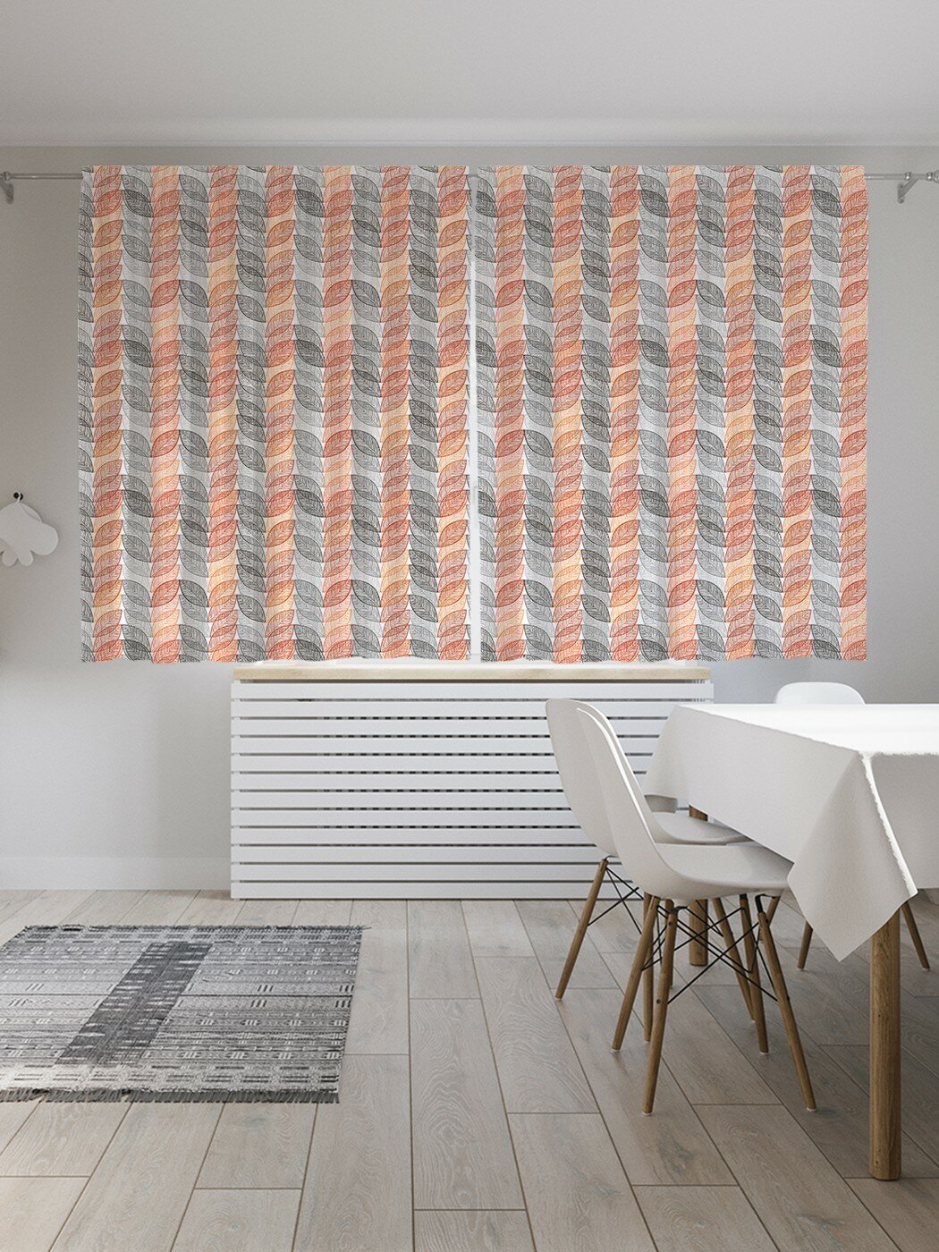 фото Шторы JoyArty с фотопечатью "Наложение прозрачных листьев" из сатена