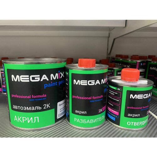 Эмаль акриловая Mega Mix Белая Базовая Комплект с отвердителем и разбавителем