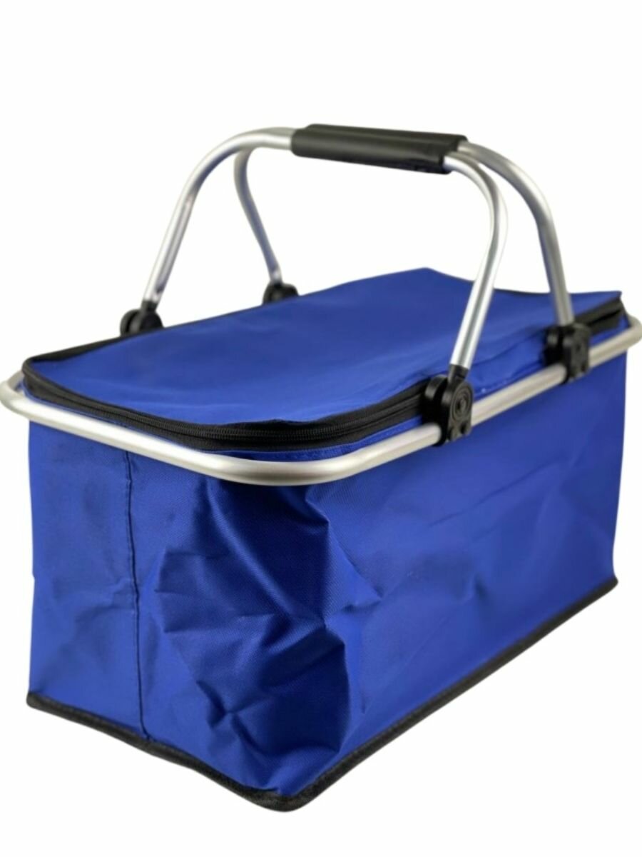 Сумка холодильник складная корзина для пикника изотермическая сумка синий