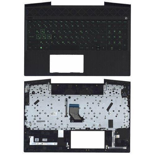 Клавиатура для HP Pavilion Gaming 15-CX топкейс, черный с зеленой подсветкой клавиатура для ноутбука hp pavilion gaming 15 cx топкейс черный с зеленой подсветкой