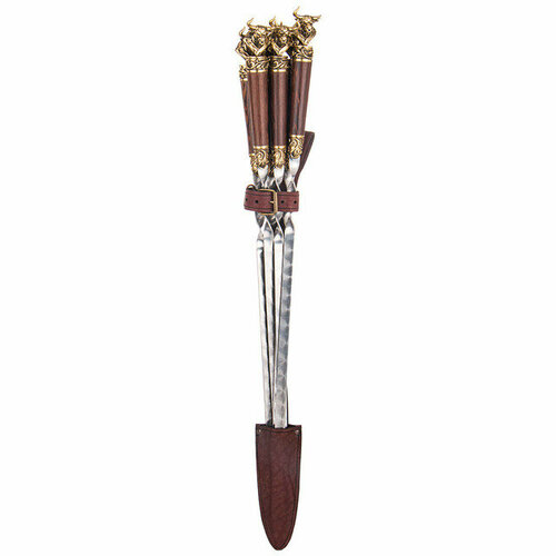 Набор шампуров с деревянной ручкой Lefard "Бык бюст" 6шт, нержавеющая сталь, 56см
