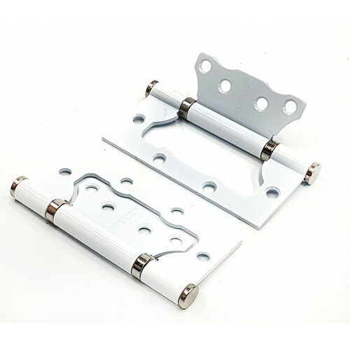 Петля стальная, плоский колпачок, супер белый/хром блестящий (без врезки) Puerto