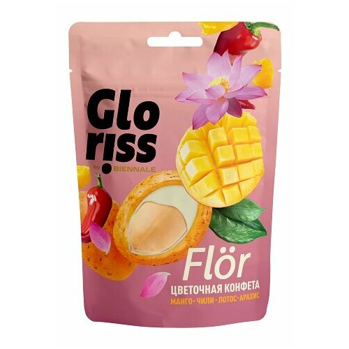 Арахис в белой шоколадной глазури Gloriss by Biennale Flor с манго и чили Глорис Флор 65 грамм / 65 g