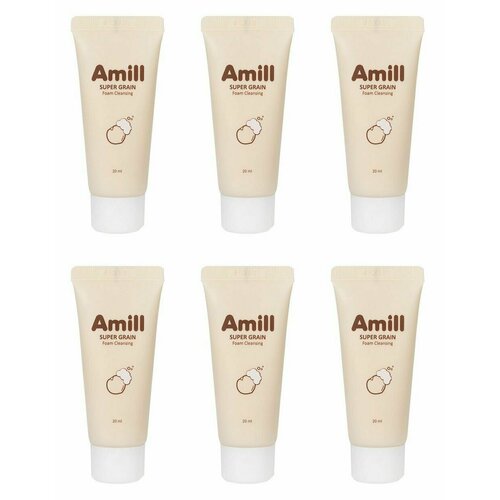 Amill Пенка для умывания Super grain foam cleansing, Deluxe sample, С зерновыми экстрактами, 20 мл, 6 шт