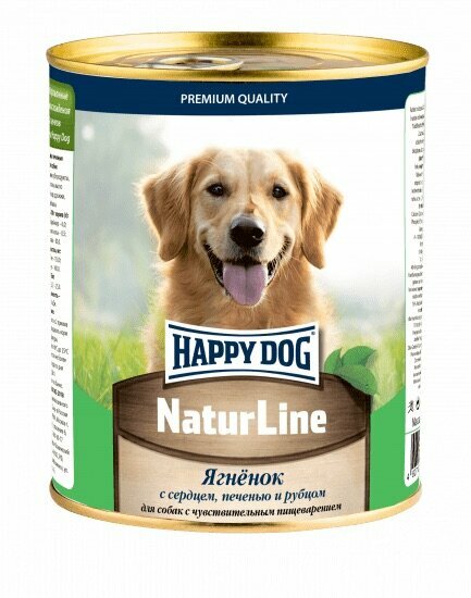 Happy Dog Natur Line консервы для собак ягнёнок с сердцем, печенью и рубцом 970 гр
