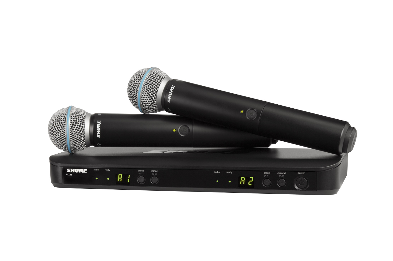 SHURE BLX288E/B58 M17 вокальная двухканальная радиосистема с ручными передатчиками Beta58, динамическими суперкардиоидными, 662-686 МГц, встроенные ан