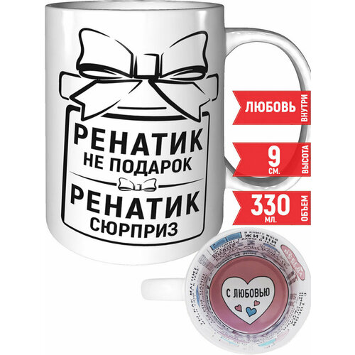 Кружка Ренатик не подарок Ренатик сюрприз - внутри признания в любви