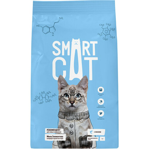SMART CAT для взрослых кастрированных котов и стерилизованных кошек с лососем (1,4 кг)