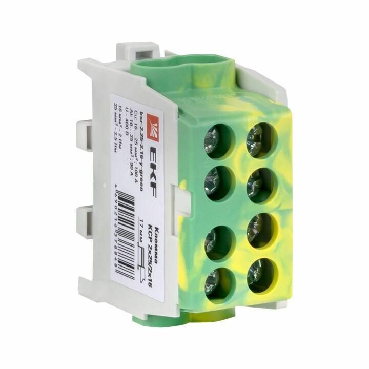 фото Клемма распределительная КСР с двойным винтом 2х25/2х16 желт./зел. PROxima EKF ksr-2.25-2.16-y-green