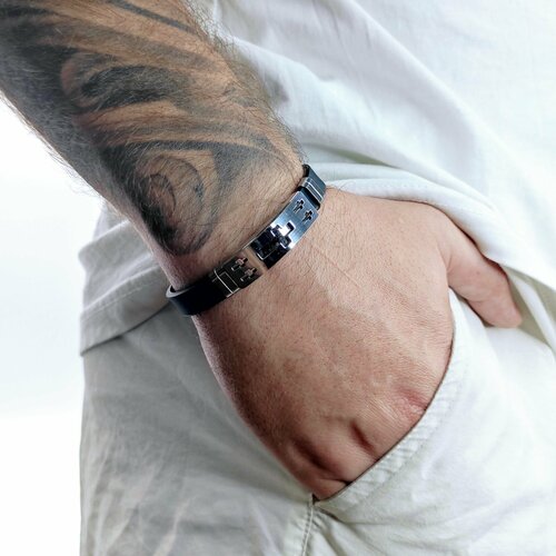 фото Браслет, металл, черный, серебряный нет бренда