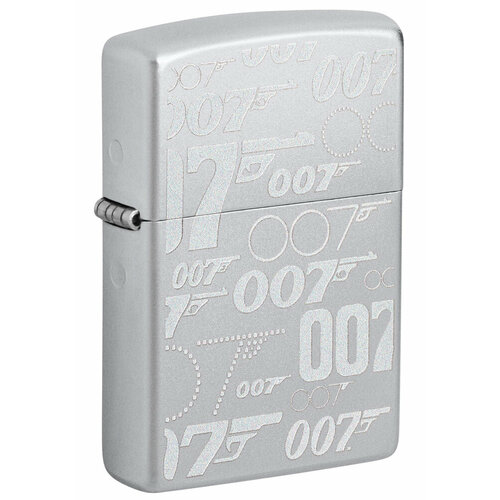 Зажигалка кремниевая James Bond с покрытием Satin Chrome, серебристая, Zippo, 48735 зажигалка zippo classic с покрытием satin chrome™ латунь сталь серебристая матовая 38x13x57 мм