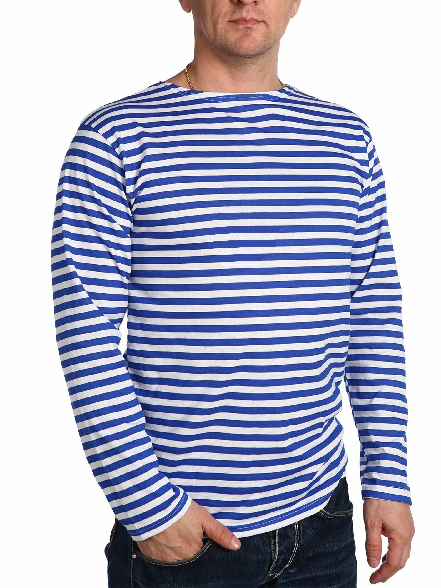 Лонгслив Браво Армия размер 48  синий белый