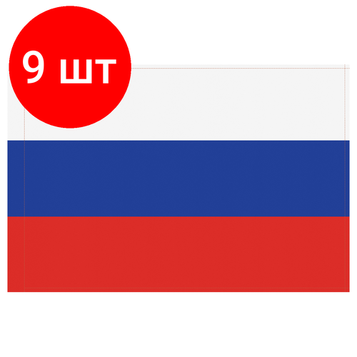 Комплект 9 шт, Флаг РФ 90*135см, пакет с европодвесом флаг рф 90 135см