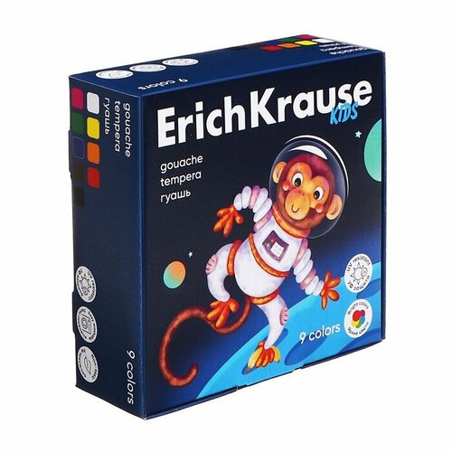 Гуашь 9 цветов по 20 мл ErichKrause Kids Space Animals 525₽