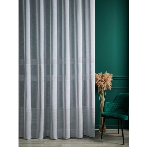 Тюль для комнаты SANPA HOME под лён, на люверсах, плотный, матовый серый 1 шт. размер 250х270