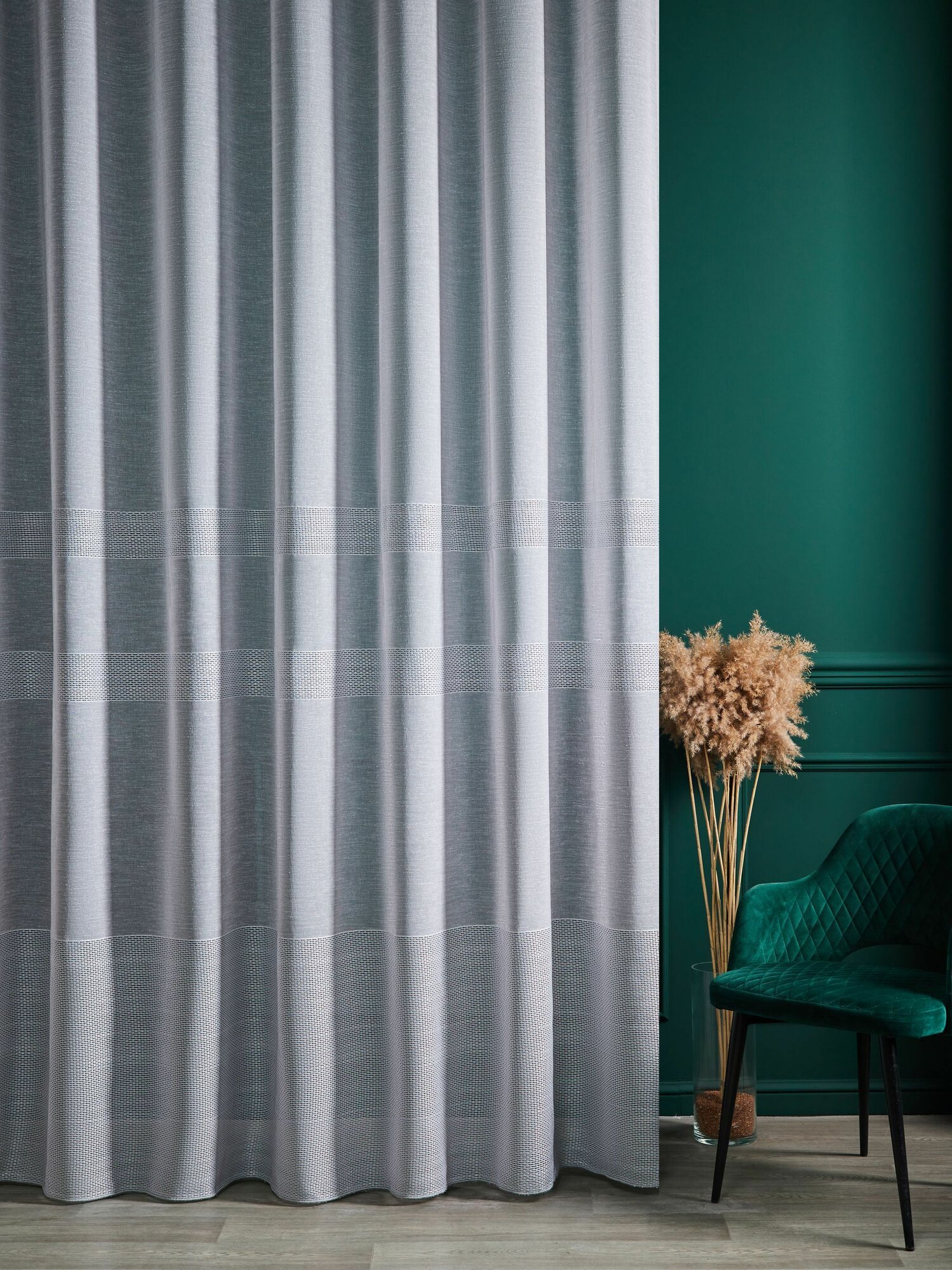 фото Тюль для комнаты SANPA HOME под лён, на люверсах, плотный, матовый серый 1 шт. размер 250х270