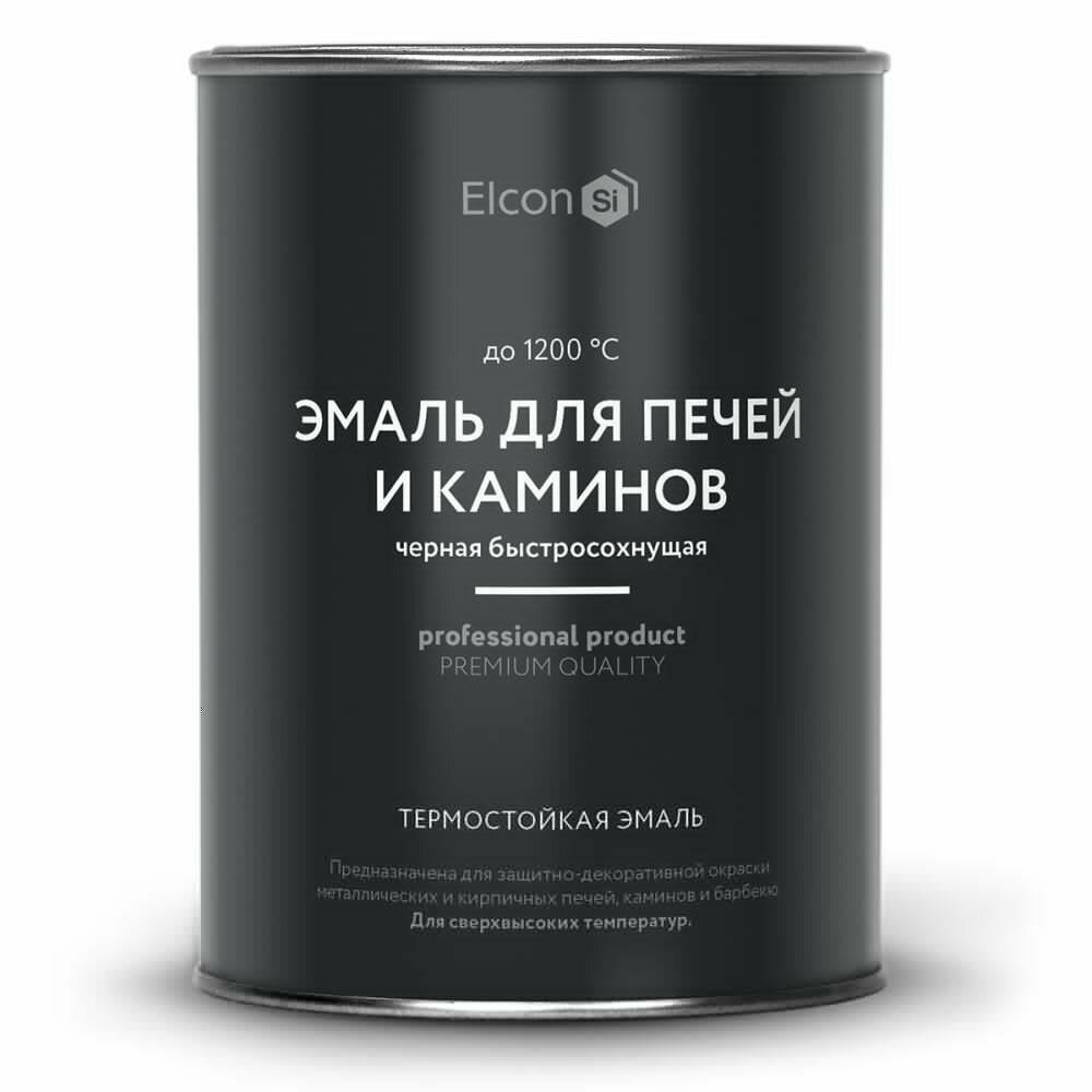 Эмаль Термостойкая Elcon Max Therm 0,8мл 1200°С Черная, Быстросохнущая, для Печей и Каминов / Элкон.