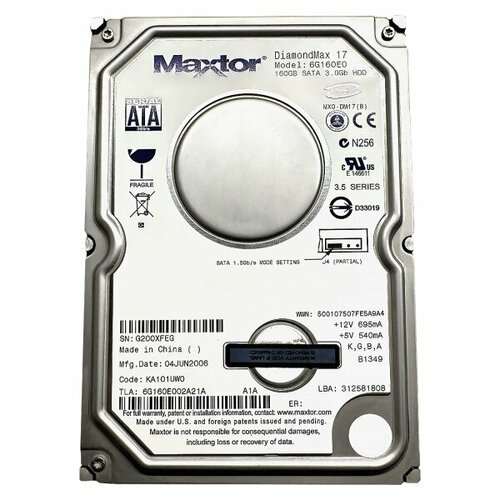 Жесткий Диск Maxtor 6G160E0 160Gb SATA 35 HDD 2705₽