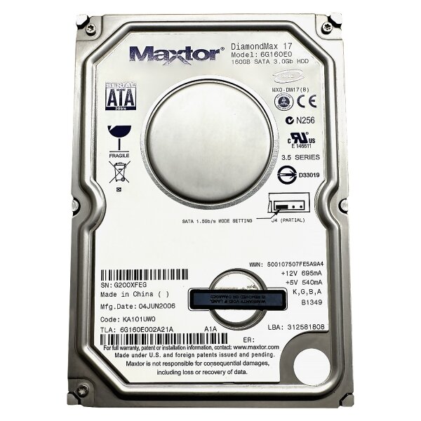 Жесткий Диск Maxtor 6G160E0 160Gb SATA 3,5" HDD
