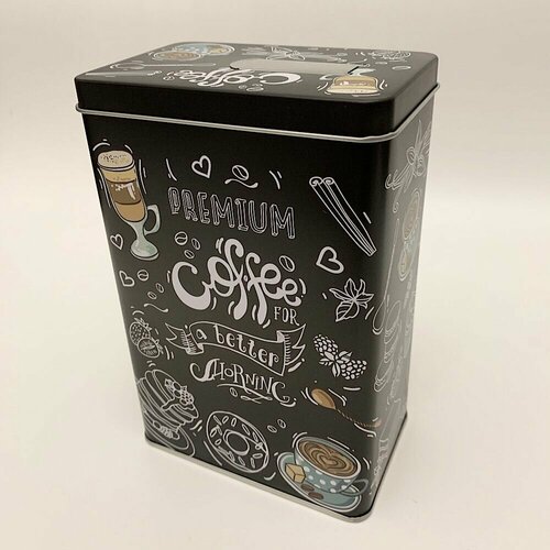 Банка для хранения с дозатором Coffee for a better morning черный