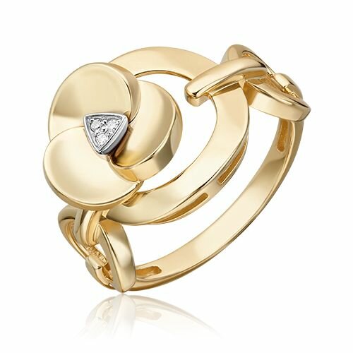 Кольцо PLATINA, комбинированное золото, 585 проба, родирование, бриллиант