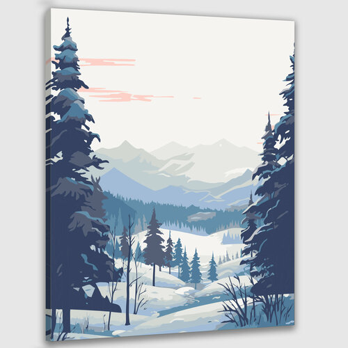 Картина по номерам 50х40 Зимний пейзаж картина маслом зимний пейзаж туманов
