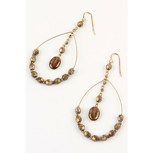 Серьги Bohemia Style, хрусталь, размер 70 мм, бежевый