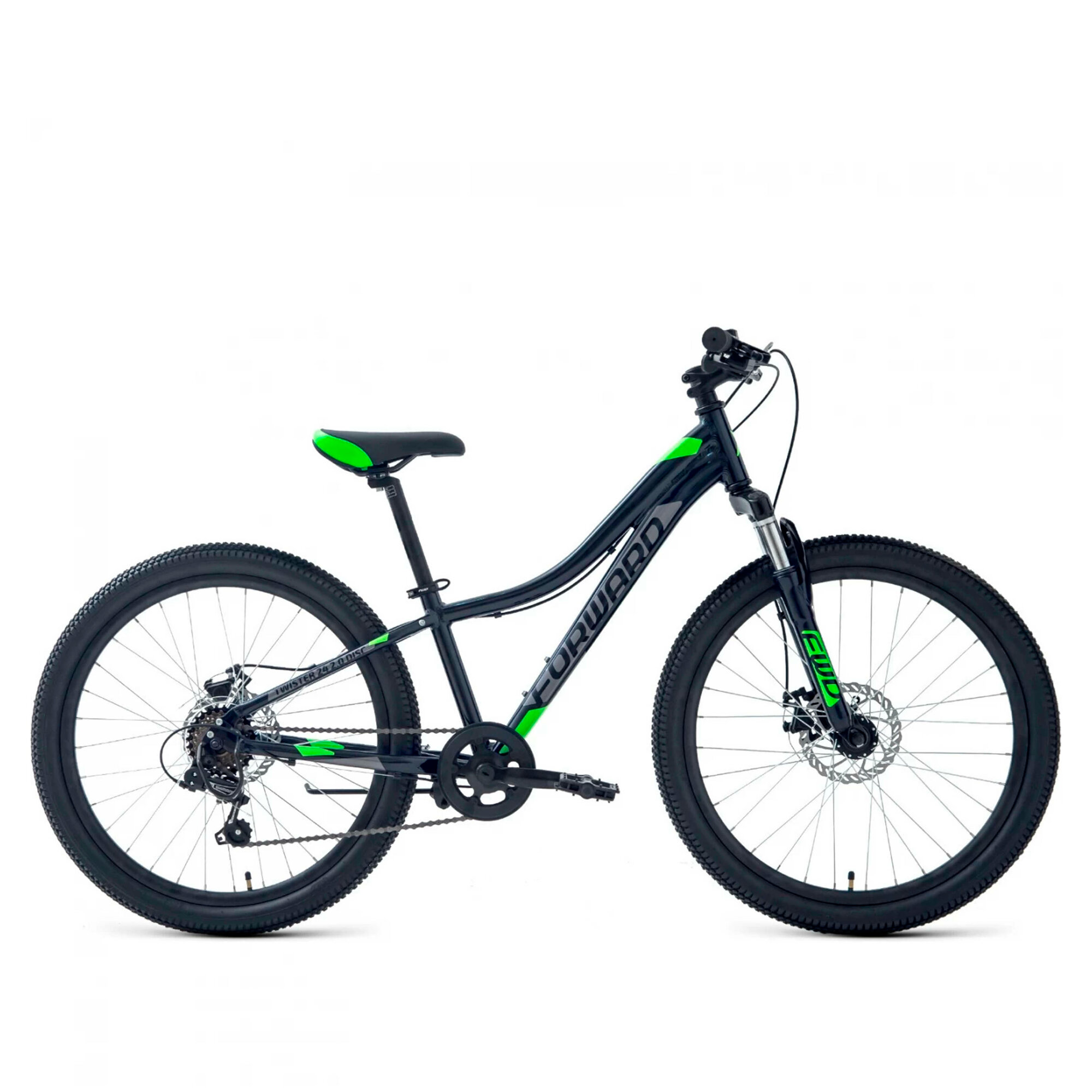 Велосипед Forward Twister 2.0 D 2024 Черный/Зеленый (дюйм:24)