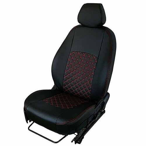 Комплект чехлов на весь салон для ВАЗ - 21099 экокожа ромб цвет черныйкрасный 4989₽