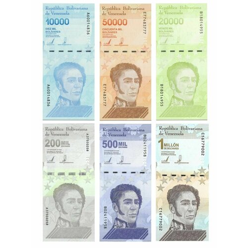 Венесуэла набор 6 банкнот 10000-20000-50000-200000-500000-1000000 боливаров 2020 год UNC