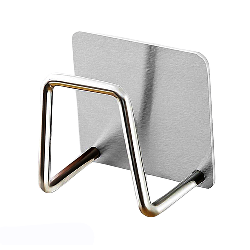 Держатель для губки кухонный FlHouse из нержавеющей стали, 4,5х3,2 см, серебристый, крючок самоклеящийся