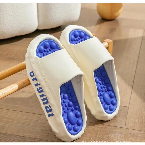 Шлепанцы массажные шиацу пляжные Оригинал, белые, размер 44-45