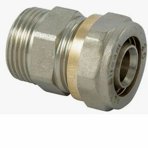 фото 2шт. Муфта Altstream переходная никель обжим латунь цанга 20(2,0)х3/4"НР наружная резьба для металлопластиковой трубы 20х2,0