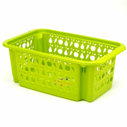 Корзина для овощей и фруктов 15л Джетта перфорированная, ящик для хранения складной штабелируемый для дома машины дачи зеленый