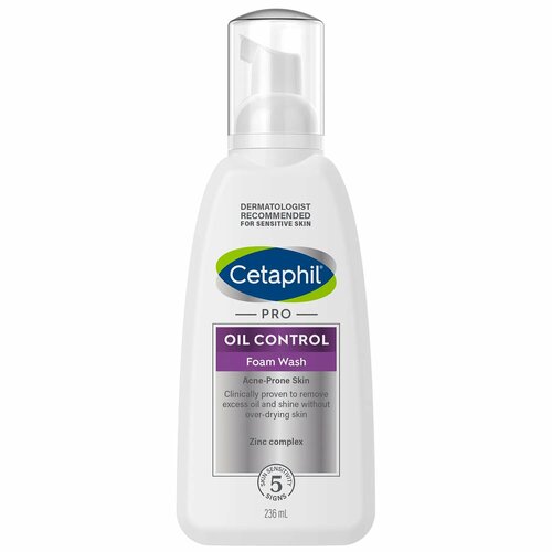 Cetaphil Oil Control, очищающая пенка для угревой и жирной кожи, против прыщей, 236 мл.