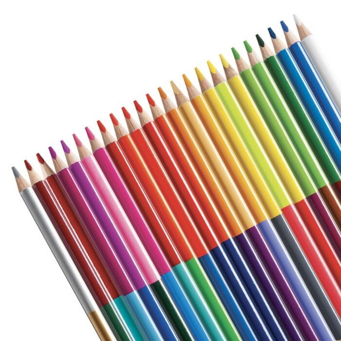 Карандаши двусторонние CARIOCA "Bi-color", 24 штуки, 48 цветов, трехранные, заточенные, 43031