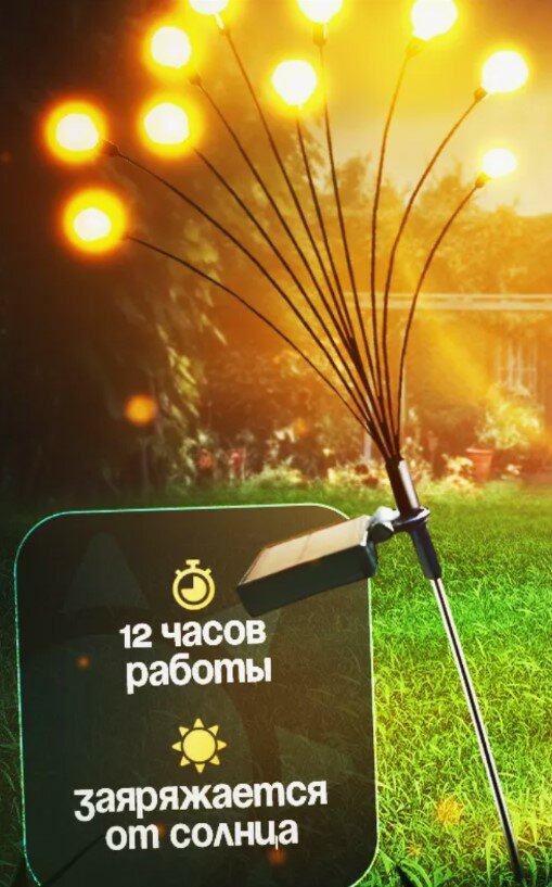 фото Тестовый образец- Светодиодный светлячок на солнечных батареях 10 ламп 2 штуки(Картинка)